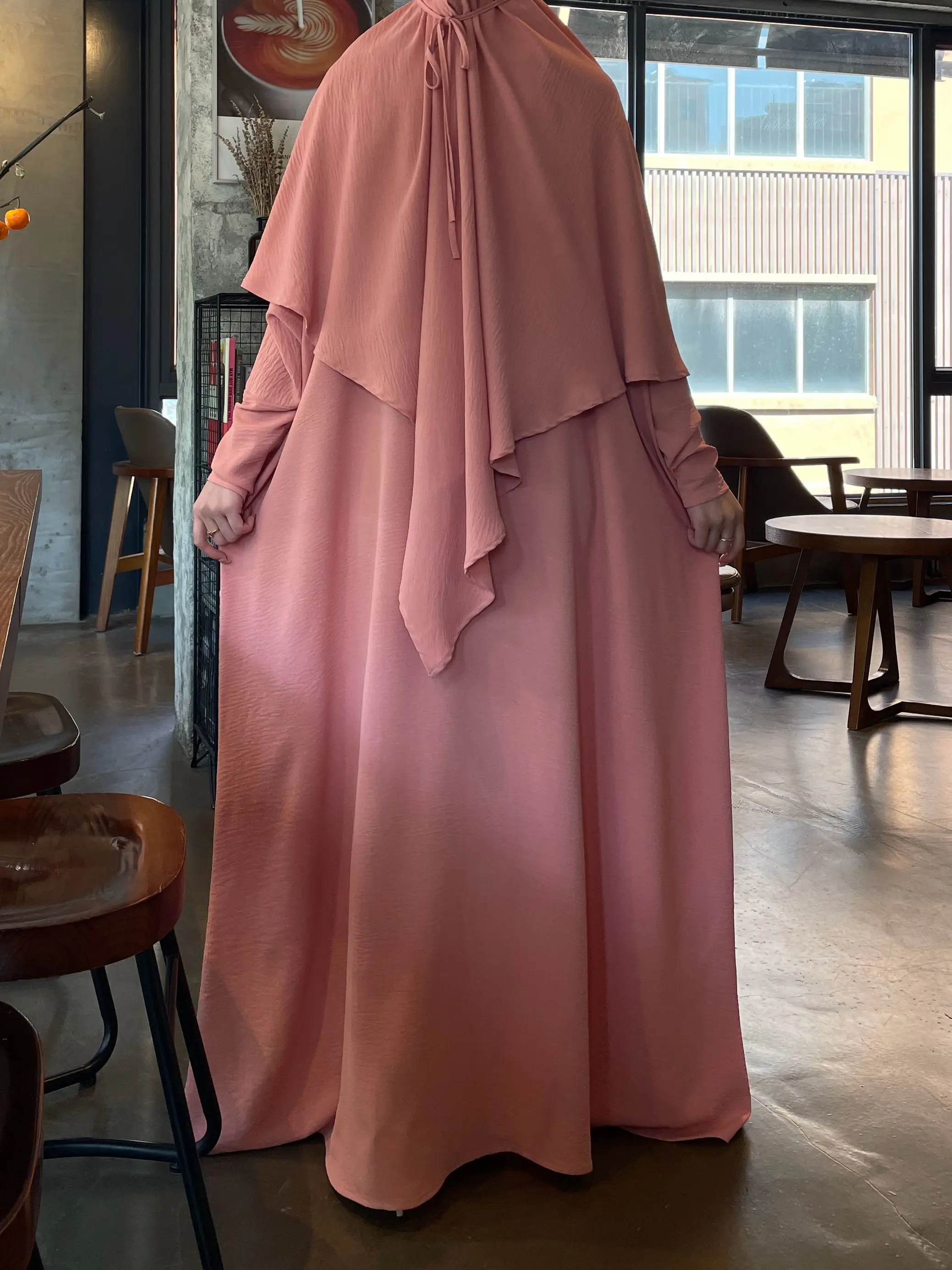 Crepe Khimar Set Boat Neck Two-Piece Abaya Hijab Muslim Maxi Dress hijab headsarf - Image 6