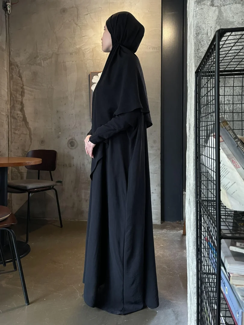 Crepe Khimar Set Boat Neck Two-Piece Abaya Hijab Muslim Maxi Dress hijab headsarf - Image 4