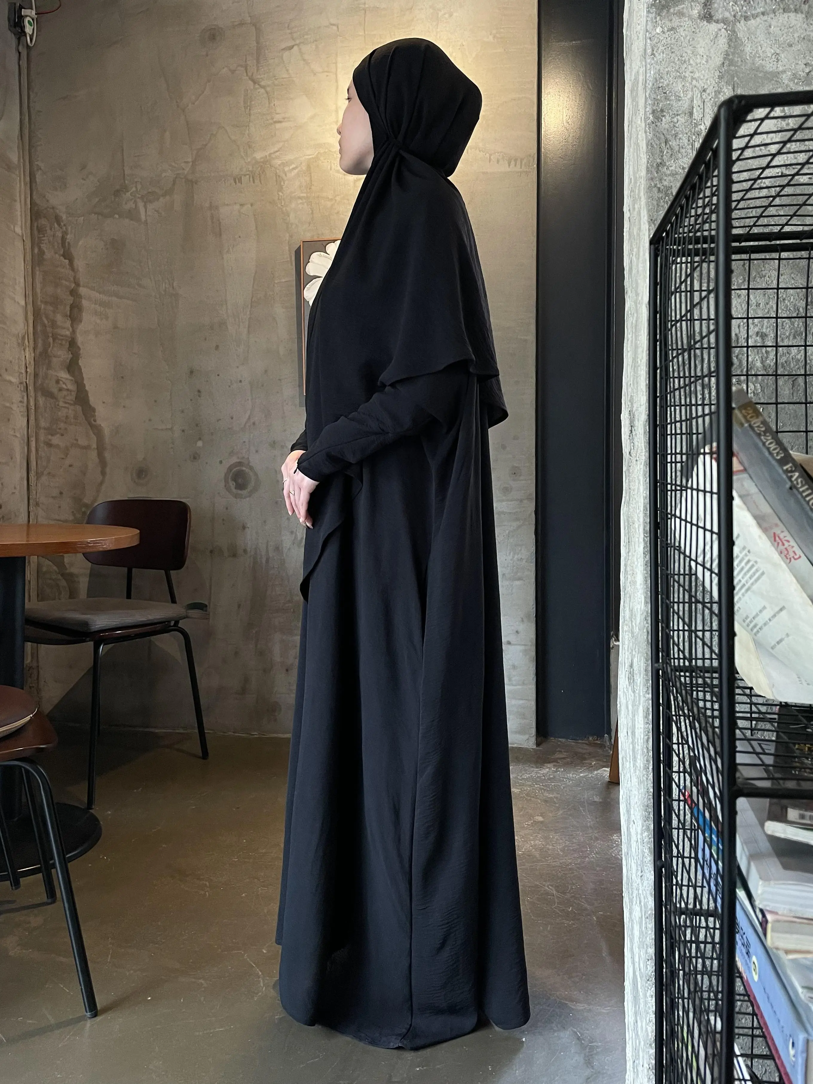 Crepe Khimar Set Boat Neck Two-Piece Abaya Hijab Muslim Maxi Dress hijab headsarf - Image 4