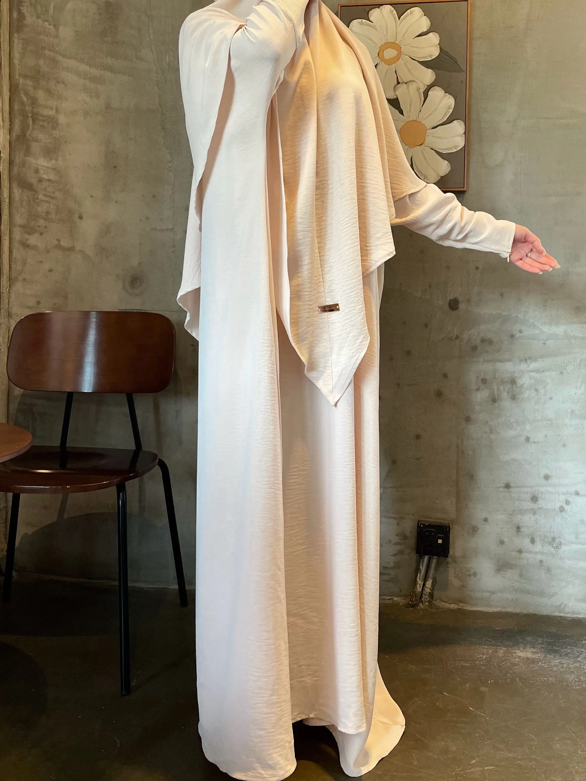Crepe Khimar Set Boat Neck Two-Piece Abaya Hijab Muslim Maxi Dress hijab headsarf - Image 5