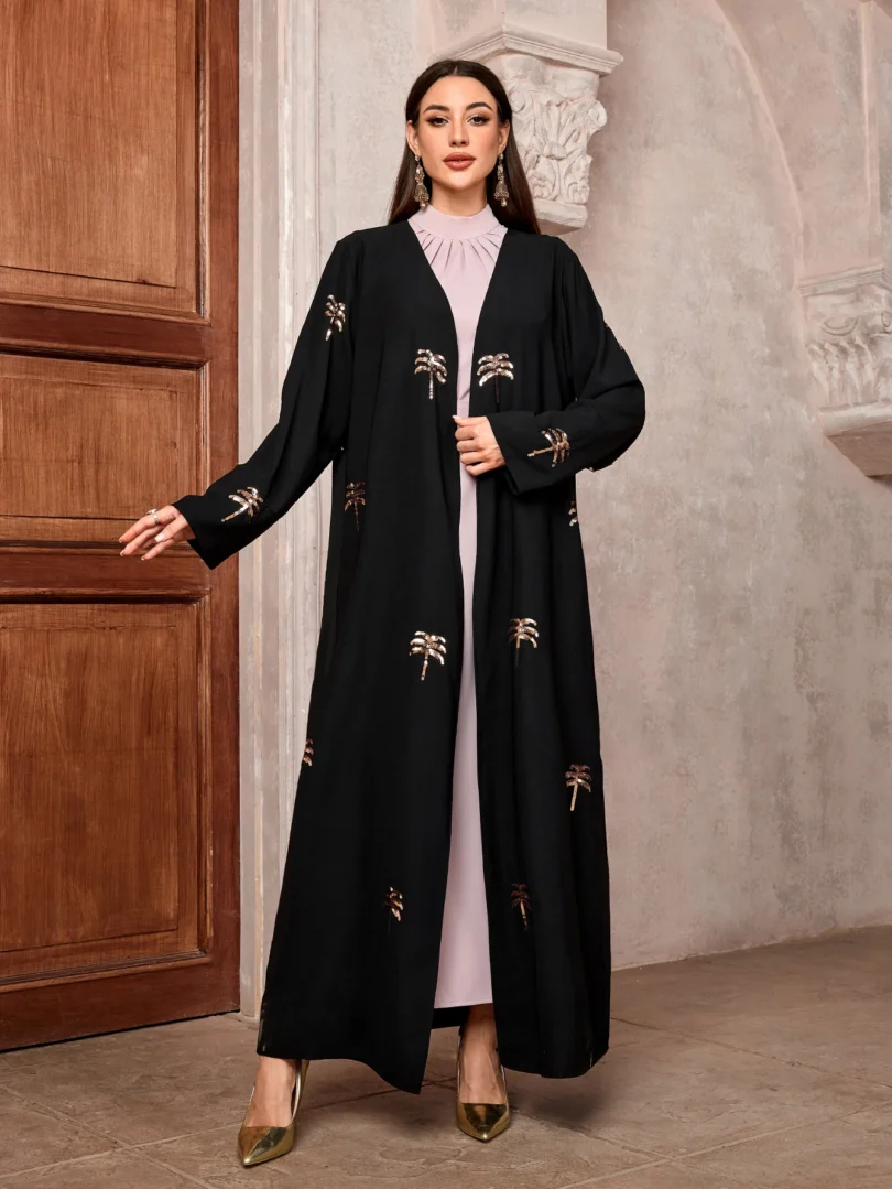 Muslim women Arabic Dubai Black Abaya Opulent Embroidery Long Dress Kaftan Modest Robe Femme Islam African Dresses Clothing - Image 2