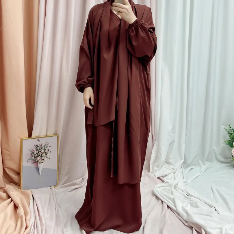 Wholesale New Style Abaya Elegent Dubai Modest Jilbab Muslim Women Long Solid Color Fashionable Dress with Hijab Abayas - Image 5
