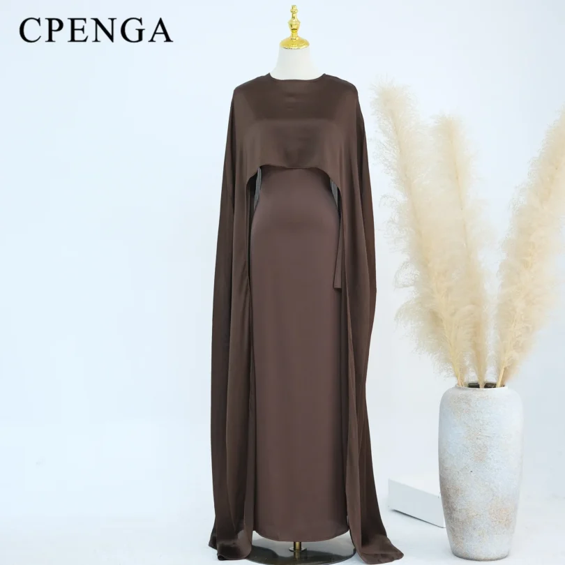 Ramadan 2 Piece Muslim Women Set Dubai Modest Abaya Islam Abayas Femme Elegant Arabic Clothing Fashion Turkey Solid Outfit 2025 - Image 5