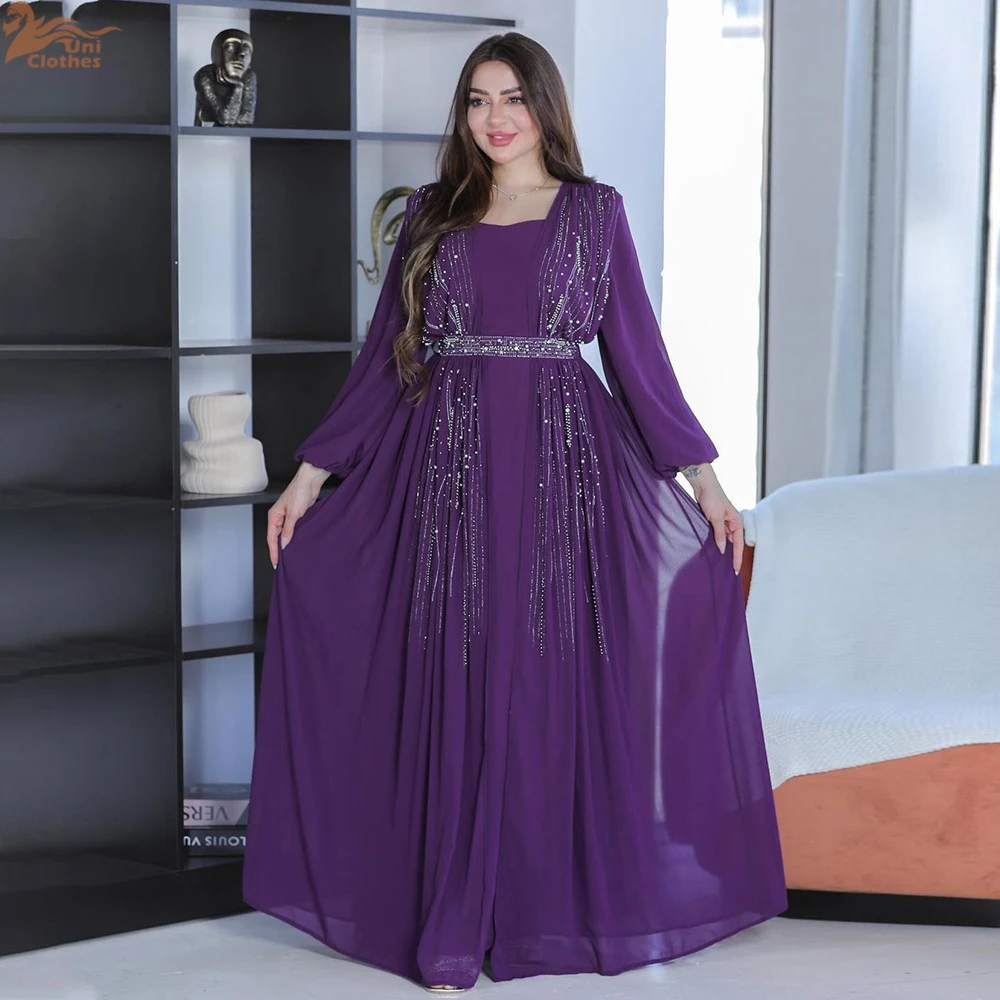 Eid Party Moroccan Caftan Vintage Women Muslim Diamonds Abaya Long Maxi Dress Turkey Arabic Kaftan Dubai Jalabiya Gowns Vestidos