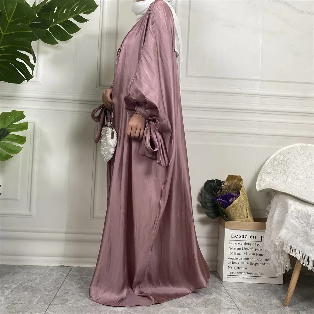 UNI Muslim Open Front Abaya Women Jilbabs Loose Sleeve Lace Up Wearout Kaftans Prayer Cardigan Coat Islamic Clothing - Image 4