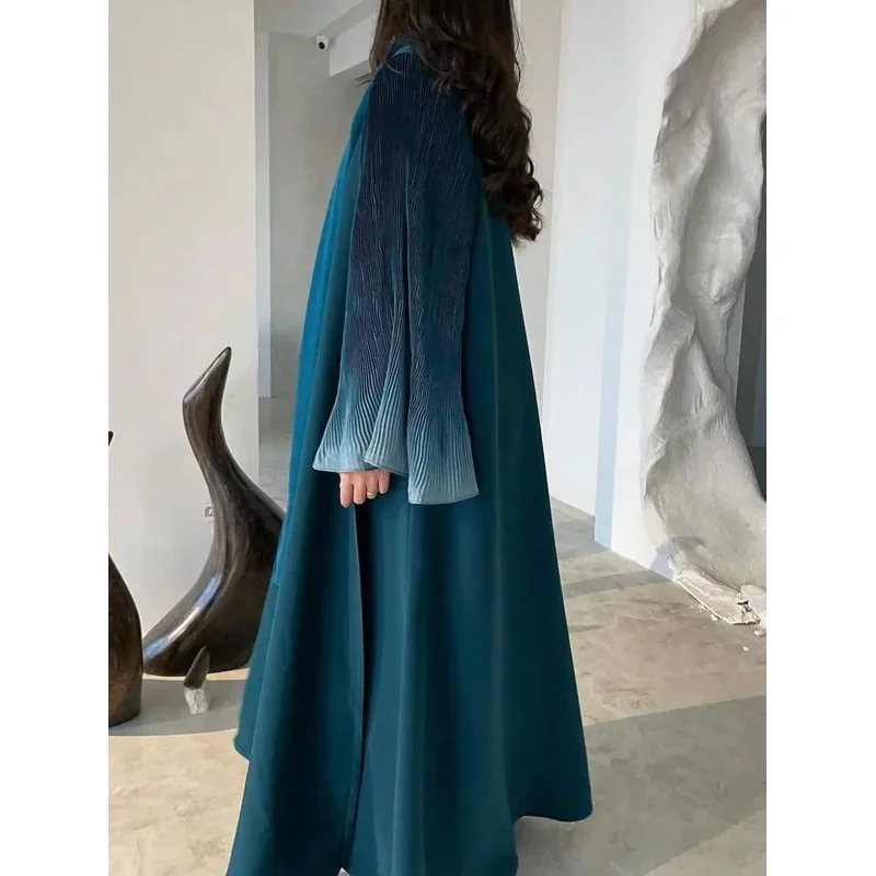 JINIA Arabian Muslim Abaya: Flare Sleeve Open Front Kaftan Islamic Maxi Dress Women Casual Loose Jilbab - Image 2