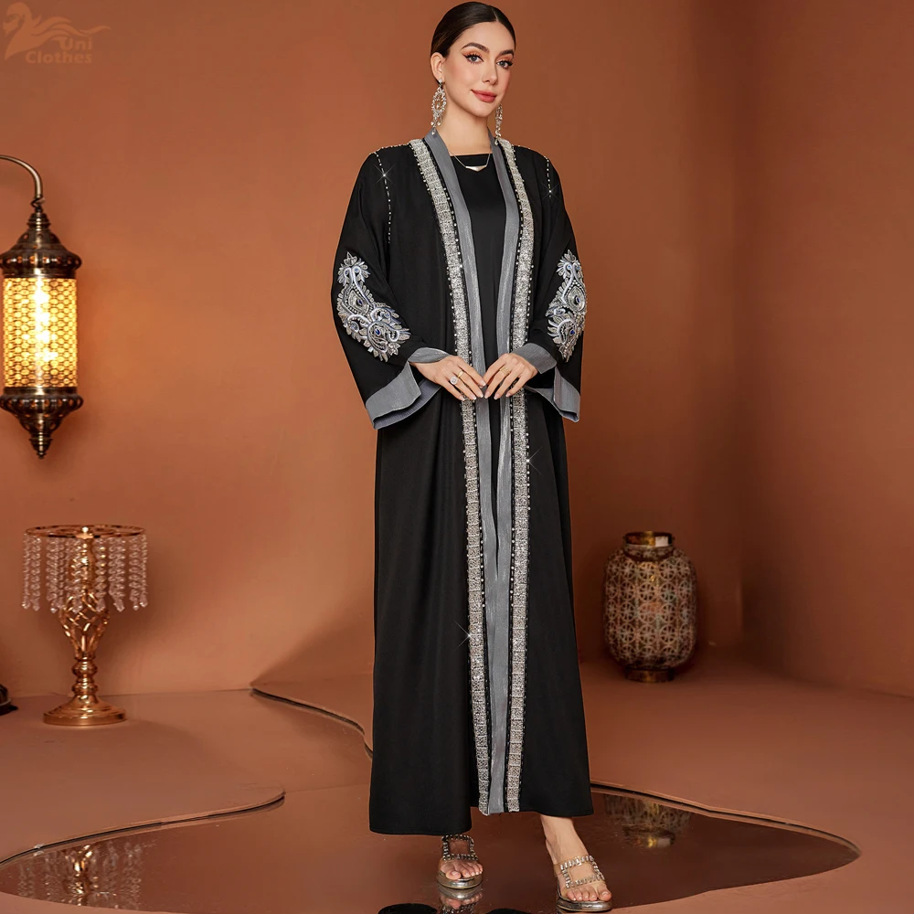 Ramadan Eid Open Abaya Damen Dubai Luxury Fashion Muslim Kimono Dress Kaftan Robe Femme Prayer Clothes Women Clothing Kebaya - Image 2