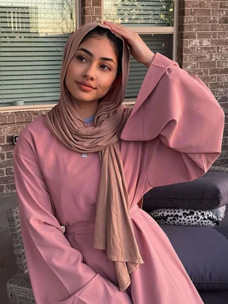 Hot Sell Popular Simple Nida Abaya Long Dress Pure Color A-line Loose Sleeves Dresses Dubai UK Modest Elegant Dress Ramadan - Image 2