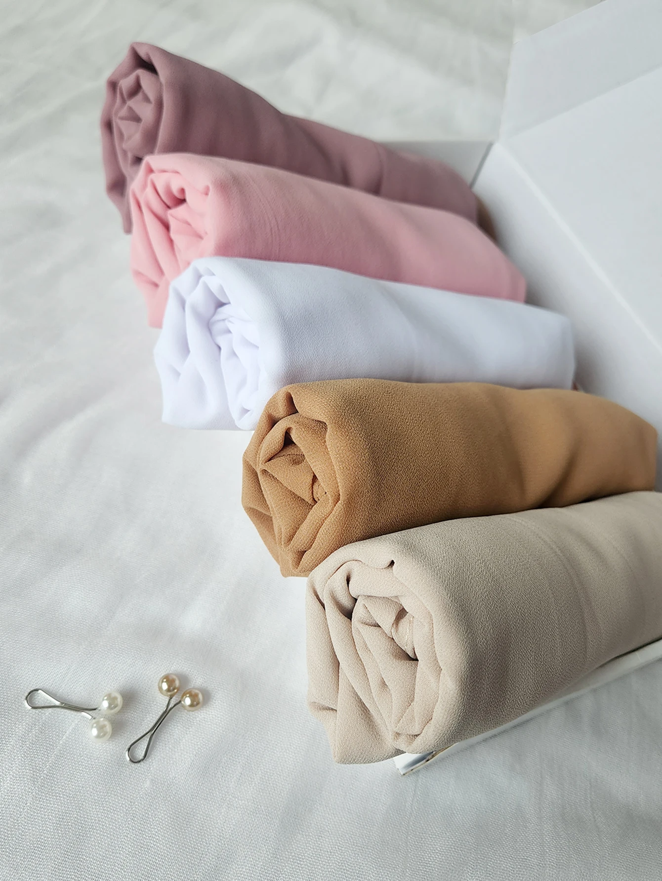 5PCS One Set Muslim Chiffon Hijab Scarf Women Long Solid Color Head Wrap For Women Hijabs Scarves Ladies Muslim Headscarf Gift - Image 3