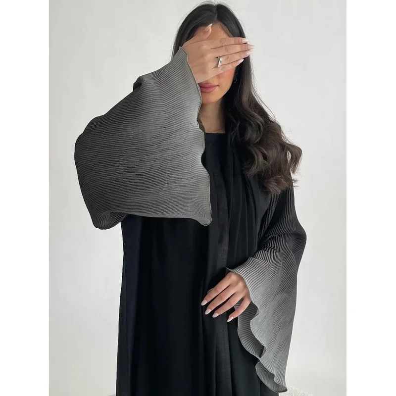 JINIA Arabian Muslim Abaya: Flare Sleeve Open Front Kaftan Islamic Maxi Dress Women Casual Loose Jilbab - Image 5
