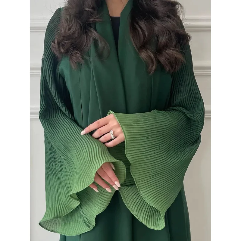 JINIA Arabian Muslim Abaya: Flare Sleeve Open Front Kaftan Islamic Maxi Dress Women Casual Loose Jilbab - Image 3