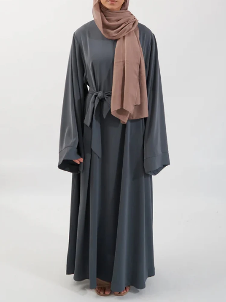 Hot Sell Popular Simple Nida Abaya Long Dress Pure Color A-line Loose Sleeves Dresses Dubai UK Modest Elegant Dress Ramadan - Image 5