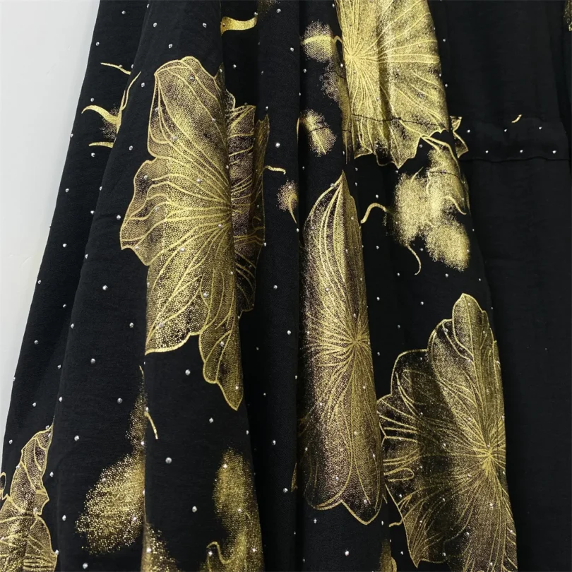 2025 Eid Muslim Abaya For Women Ramadan Prayer Dubai Middle East Femme Robe Floral Loose African Polyester Hot Stamping Kebaya - Image 6