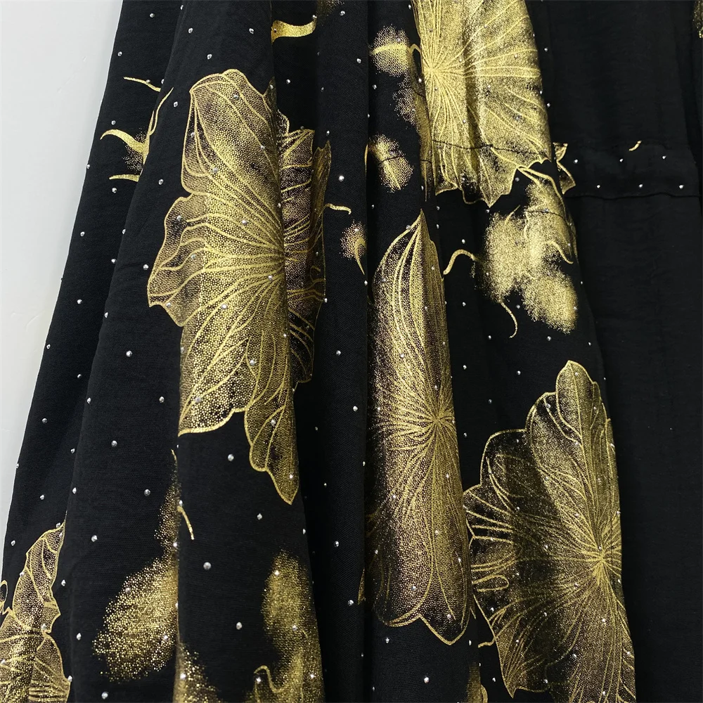 2025 Eid Muslim Abaya For Women Ramadan Prayer Dubai Middle East Femme Robe Floral Loose African Polyester Hot Stamping Kebaya - Image 6
