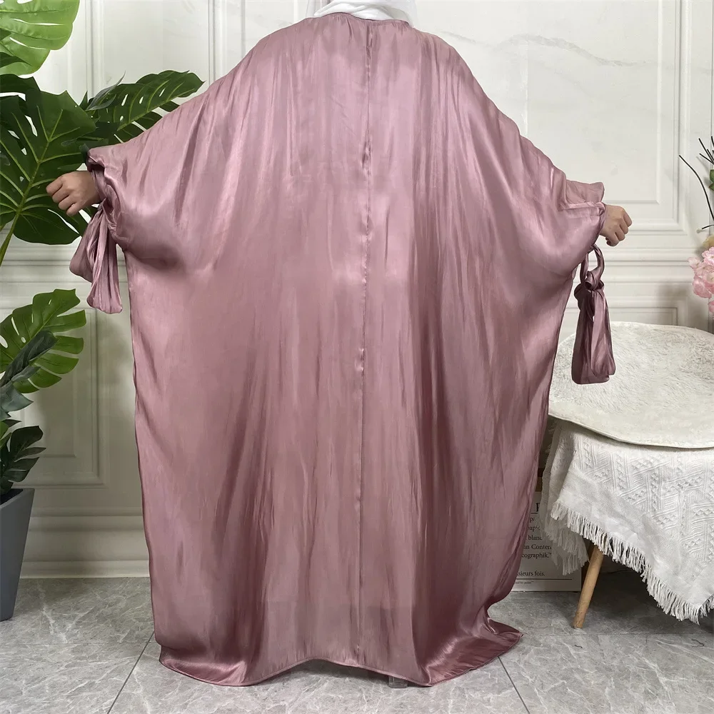 UNI Muslim Open Front Abaya Women Jilbabs Loose Sleeve Lace Up Wearout Kaftans Prayer Cardigan Coat Islamic Clothing