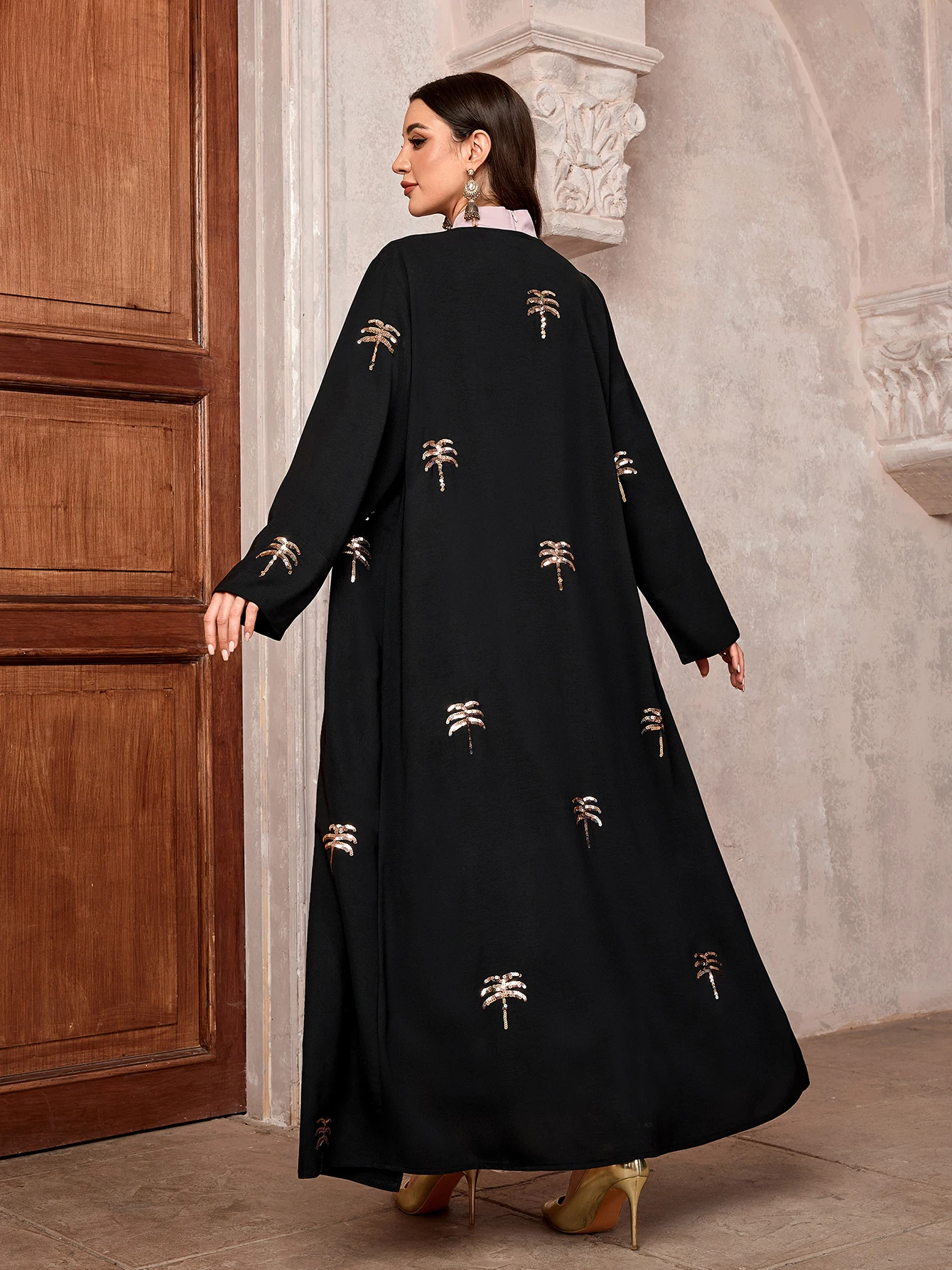 Muslim women Arabic Dubai Black Abaya Opulent Embroidery Long Dress Kaftan Modest Robe Femme Islam African Dresses Clothing - Image 4