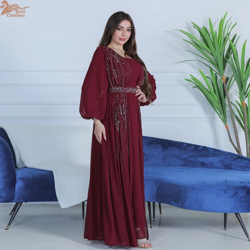 Eid Party Moroccan Caftan Vintage Women Muslim Diamonds Abaya Long Maxi Dress Turkey Arabic Kaftan Dubai Jalabiya Gowns Vestidos - Image 3