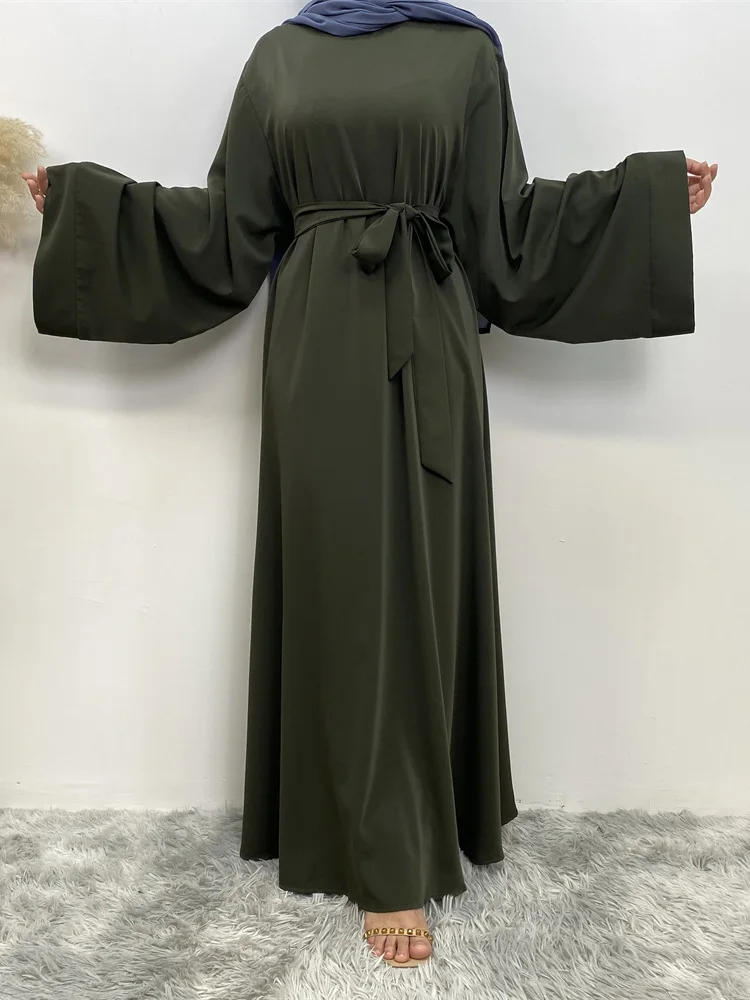 Hot Sell Popular Simple Nida Abaya Long Dress Pure Color A-line Loose Sleeves Dresses Dubai UK Modest Elegant Dress Ramadan - Image 2