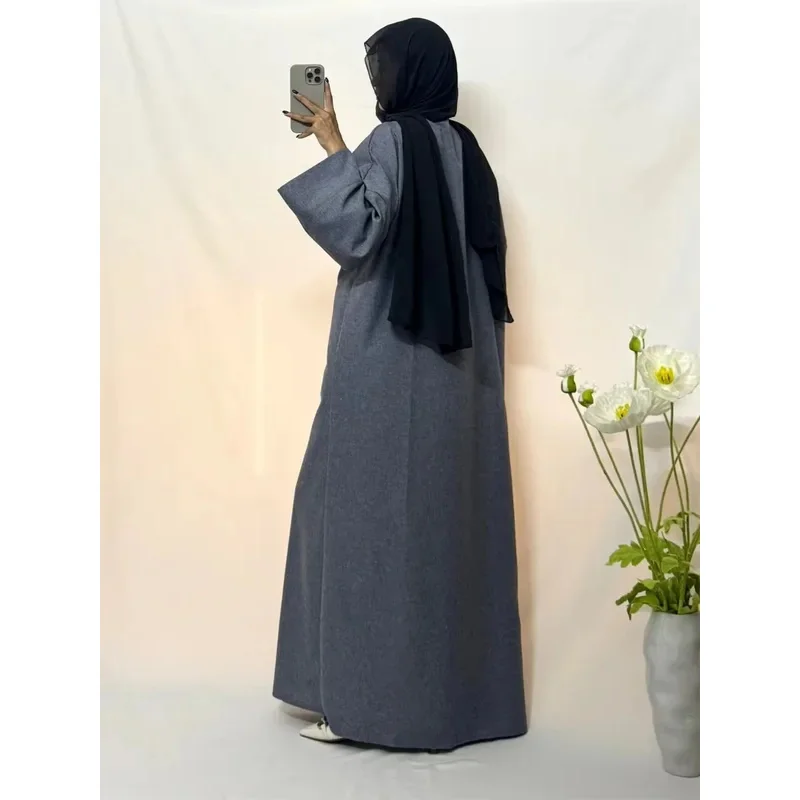 JINIA Open Front Abaya Muslim Kaftans Islamic Clothing Solid Long Sleeve Loose Maxi Dress Women Jilbabs Abayas Dubai Robe Caftan - Image 3