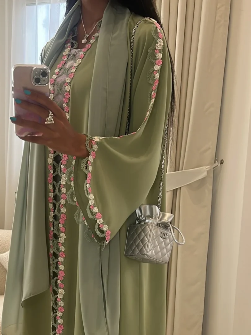 Muslim Women Dubai Abaya Embroidery floral Kimono Cardigan Dress Kaftan Ramadan Robe Femme African dresses Islam Clothing Kebaya - Image 2