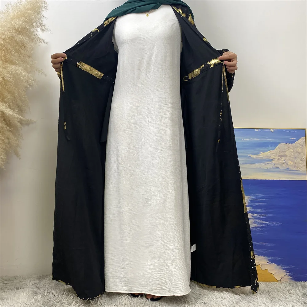 2025 Eid Muslim Abaya For Women Ramadan Prayer Dubai Middle East Femme Robe Floral Loose African Polyester Hot Stamping Kebaya - Image 2