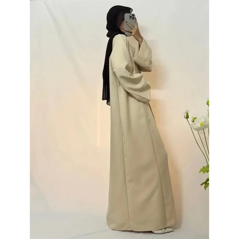 JINIA Open Front Abaya Muslim Kaftans Islamic Clothing Solid Long Sleeve Loose Maxi Dress Women Jilbabs Abayas Dubai Robe Caftan - Image 5