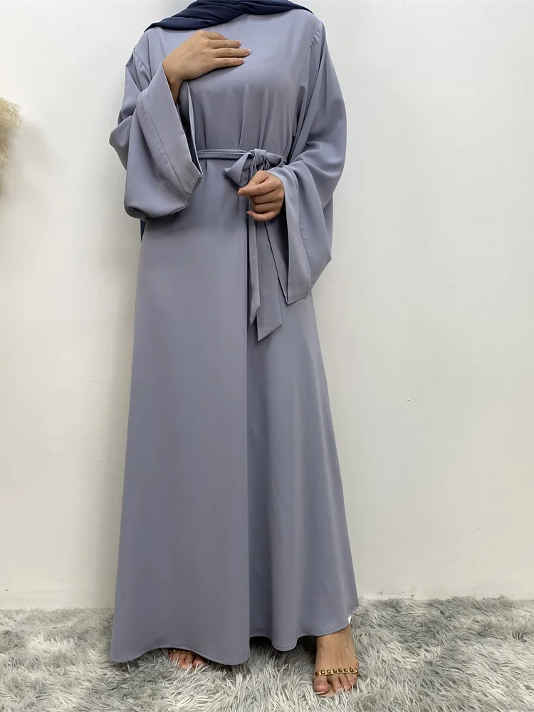 Hot Sell Popular Simple Nida Abaya Long Dress Pure Color A-line Loose Sleeves Dresses Dubai UK Modest Elegant Dress Ramadan - Image 5
