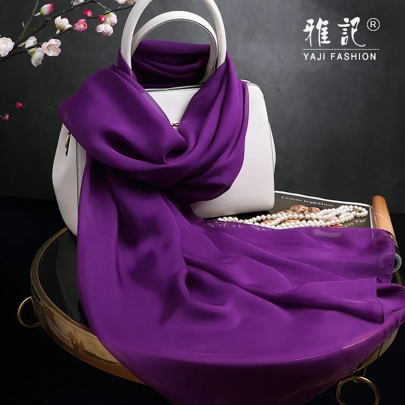 Fimtairah Silk Scarf Women Solid Color Real Soft Long Scarf Spring Autumn Winter Summer 100% Silk Scarf Shawl - Image 4