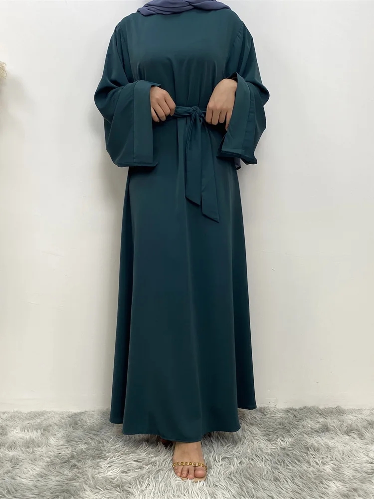 Hot Sell Popular Simple Nida Abaya Long Dress Pure Color A-line Loose Sleeves Dresses Dubai UK Modest Elegant Dress Ramadan - Image 4