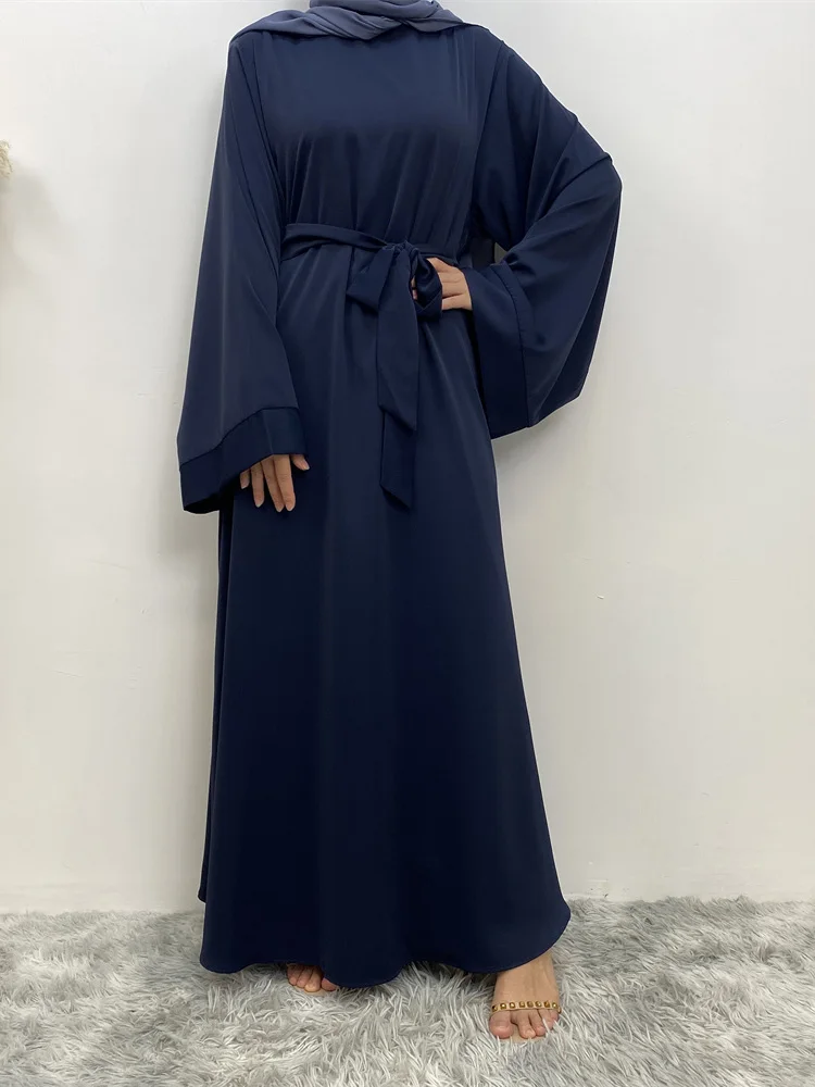 Hot Sell Popular Simple Nida Abaya Long Dress Pure Color A-line Loose Sleeves Dresses Dubai UK Modest Elegant Dress Ramadan - Image 6