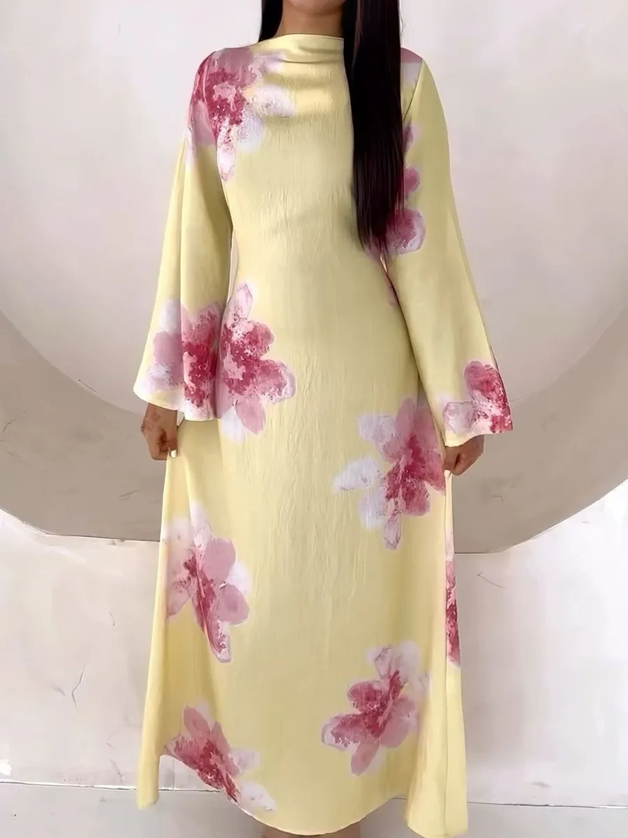 Women Arabic Eid Muslim Dubai Abaya Dress Luxury Fashion Flower Print Long Dress Kaftan Robe Femme African Islam Clothing Kebaya - Image 3