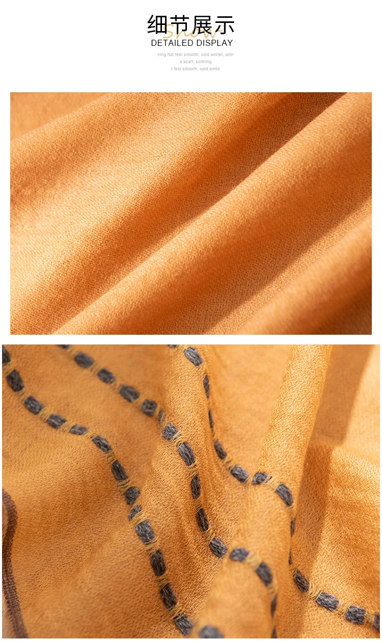 2025 Luxury Vintage 100% Wool Border Jacquard Scarf Women, Academic Style Shawl, Medium Warmth Hijab Hair Wrap for All Seasons - Image 4