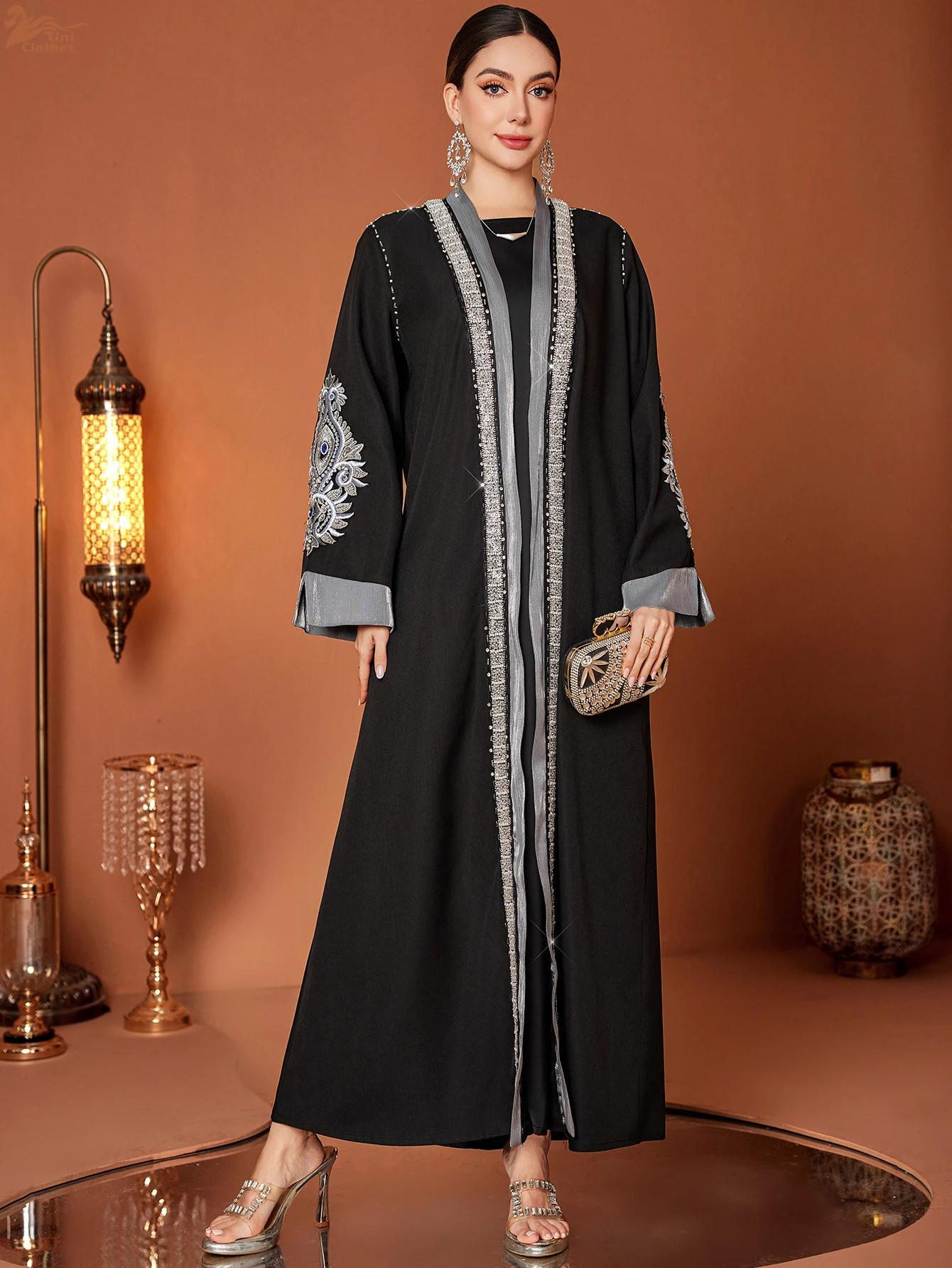 Ramadan Eid Open Abaya Damen Dubai Luxury Fashion Muslim Kimono Dress Kaftan Robe Femme Prayer Clothes Women Clothing Kebaya - Image 5