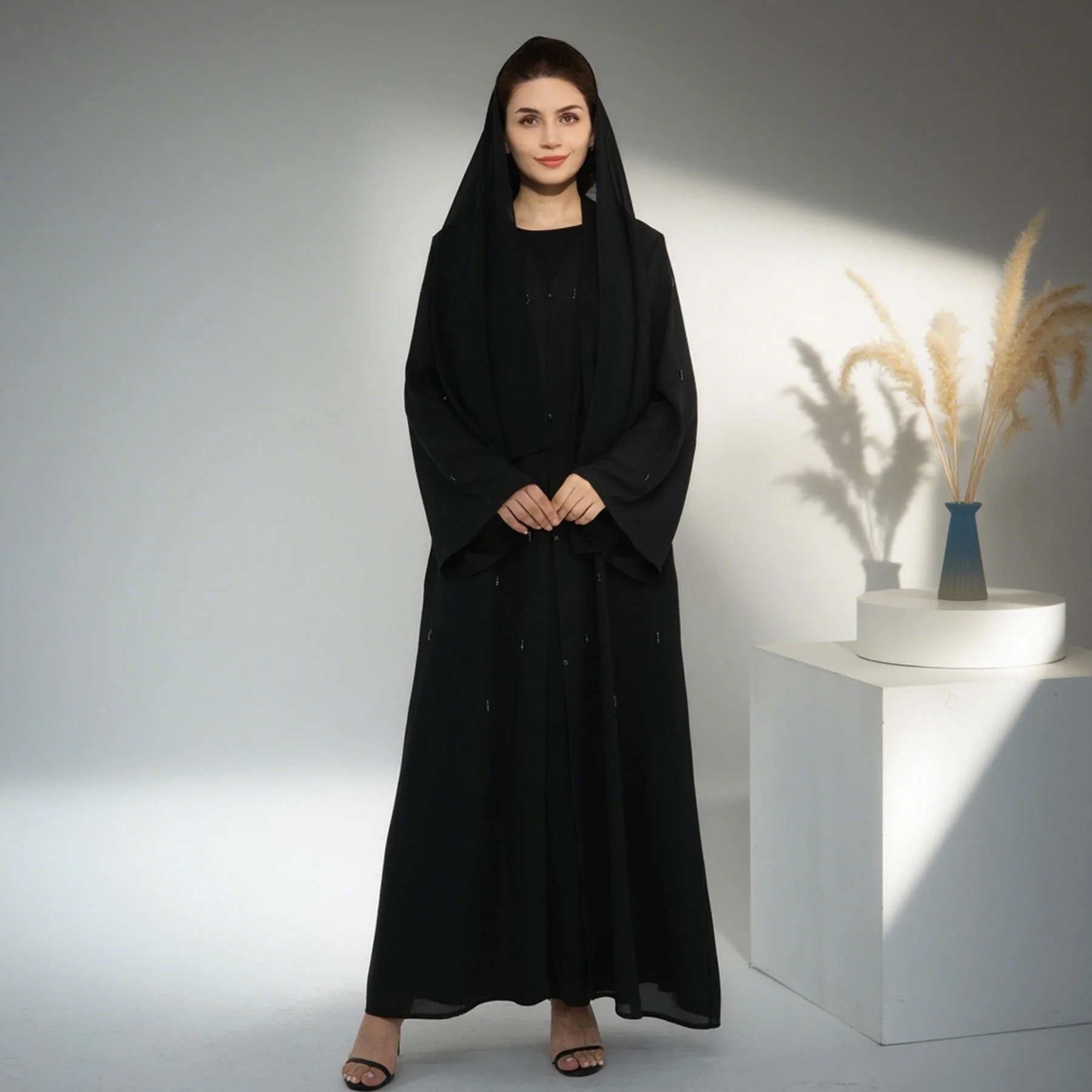 Eid Beaded Kimono Open Abayas for Women Muslim Dress Dubai Kaftan Turkey Kebaya Caftan Marocain Femme Robe Islam Jalabiya Abayas - Image 6