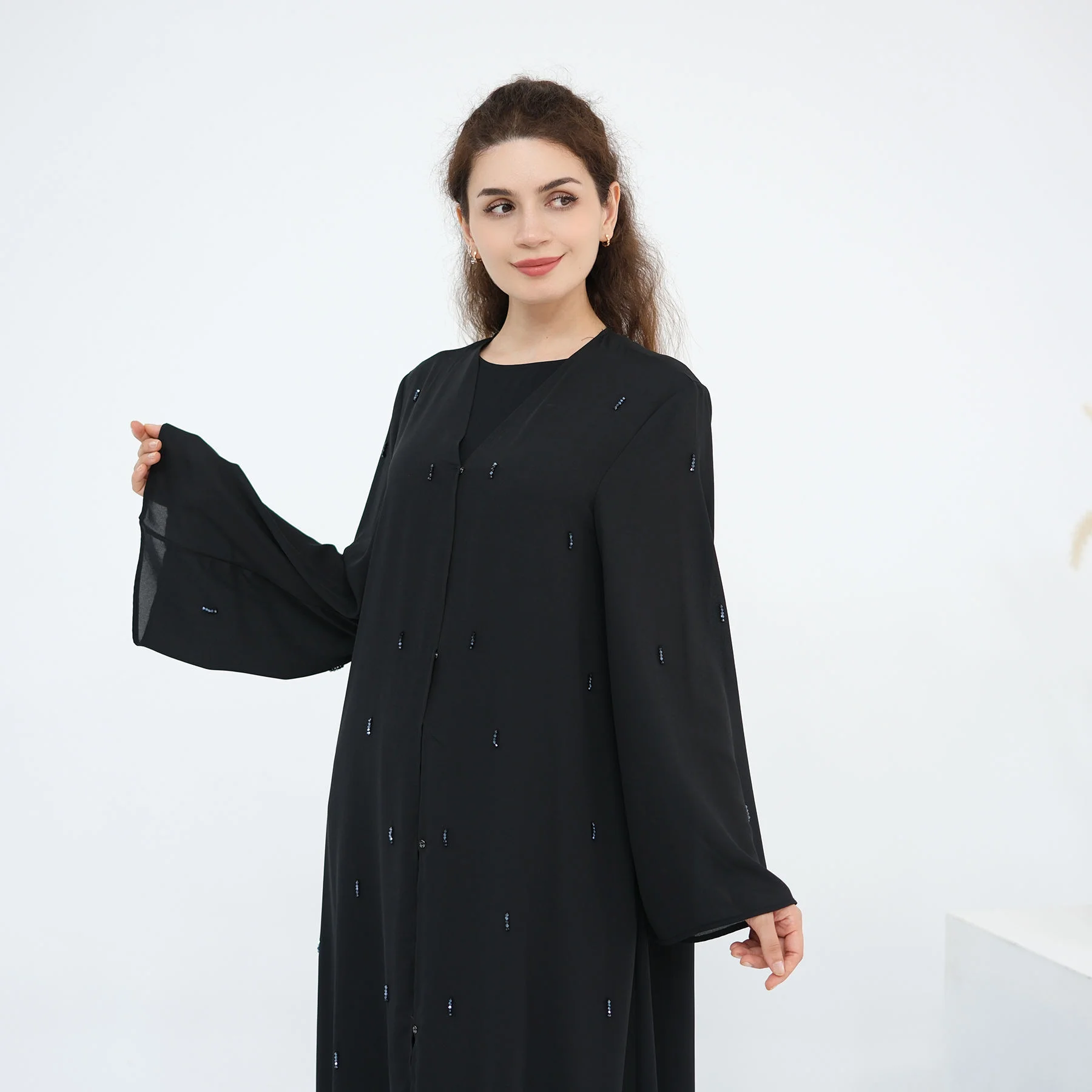 Eid Beaded Kimono Open Abayas for Women Muslim Dress Dubai Kaftan Turkey Kebaya Caftan Marocain Femme Robe Islam Jalabiya Abayas - Image 3