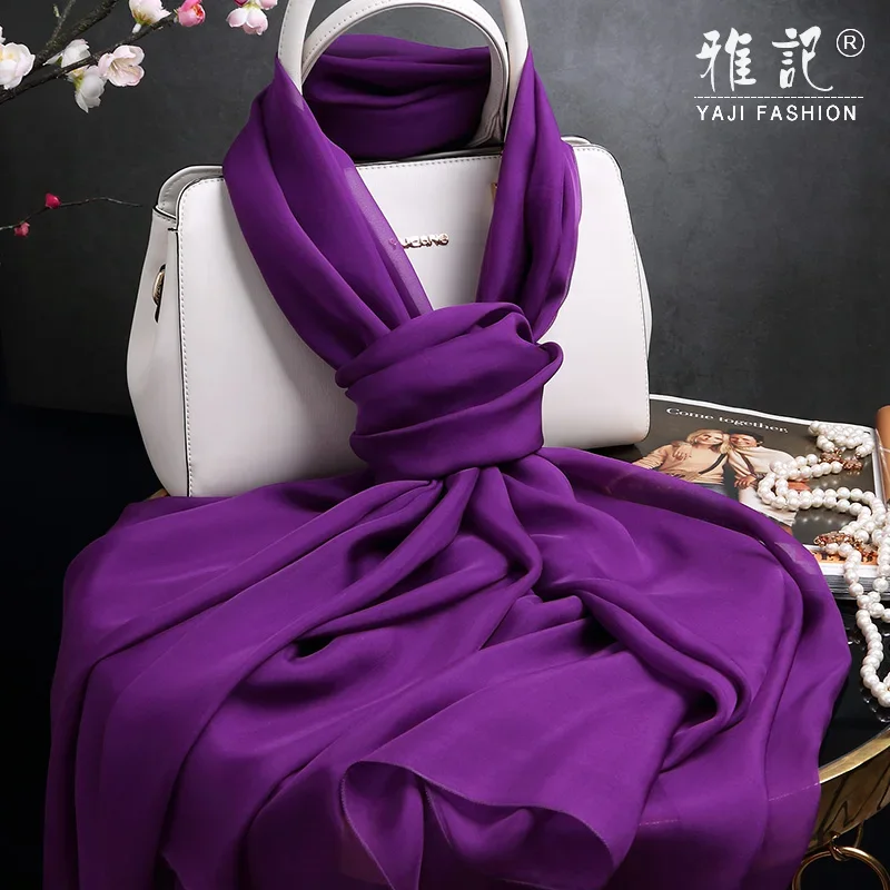 Fimtairah Silk Scarf Women Solid Color Real Soft Long Scarf Spring Autumn Winter Summer 100% Silk Scarf Shawl
