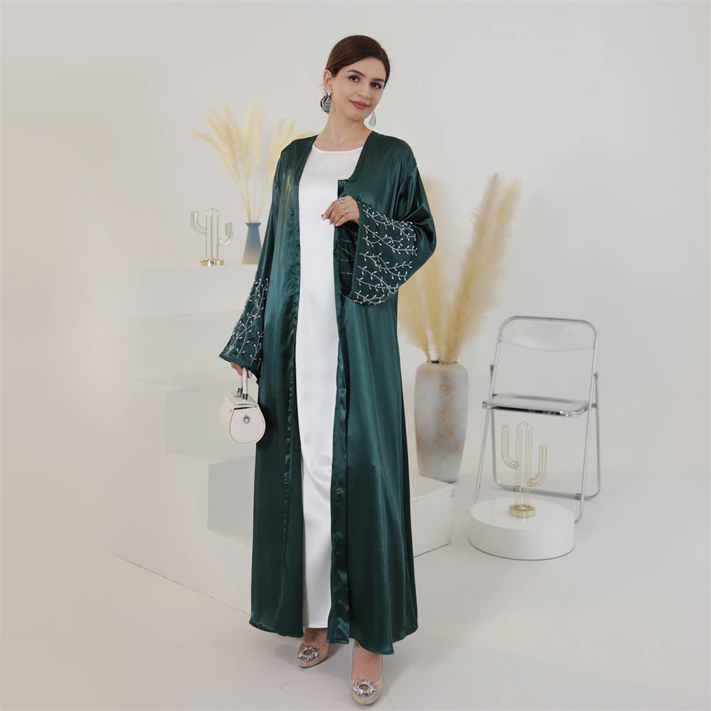Muslim Beaded Dress Dubai Turkey Kaftan Eid Ramadan Islamic Jalabiya Kimono Cardigan Arabic Open Abayas Femme Musulman Vestidos - Image 4