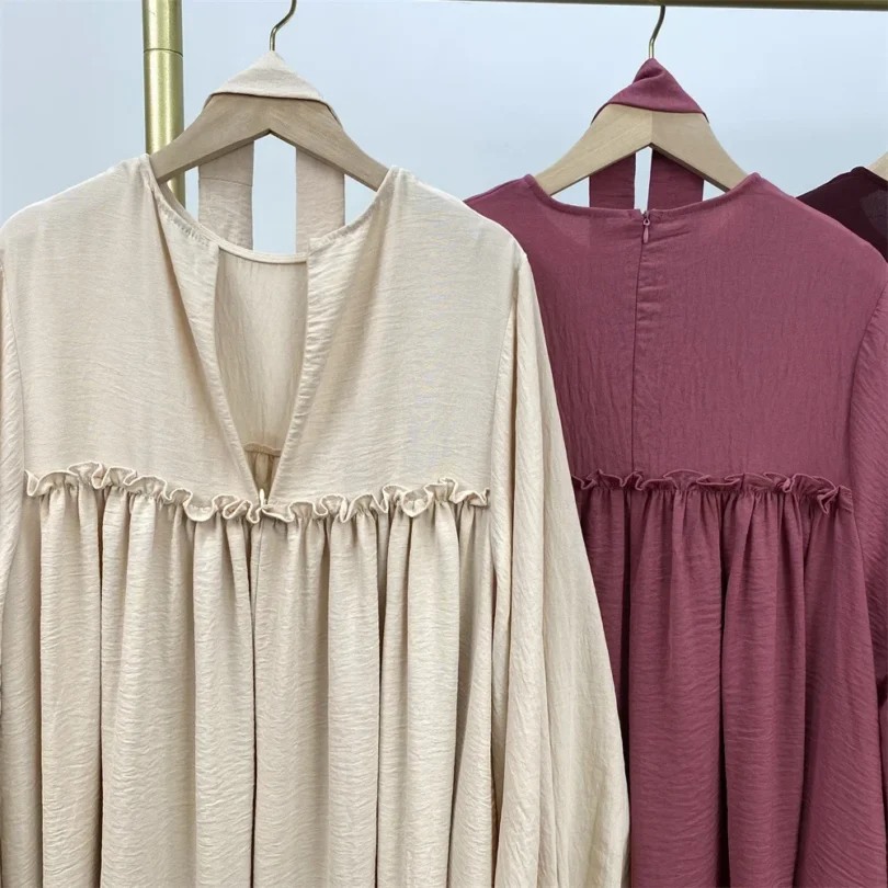 UNI Plain Abaya Dress Long Sleeve Muslim Women Loose Robe African Dresses Islam Dubai Modest Kaftan Eid Prayer Garment Jilbab - Image 6