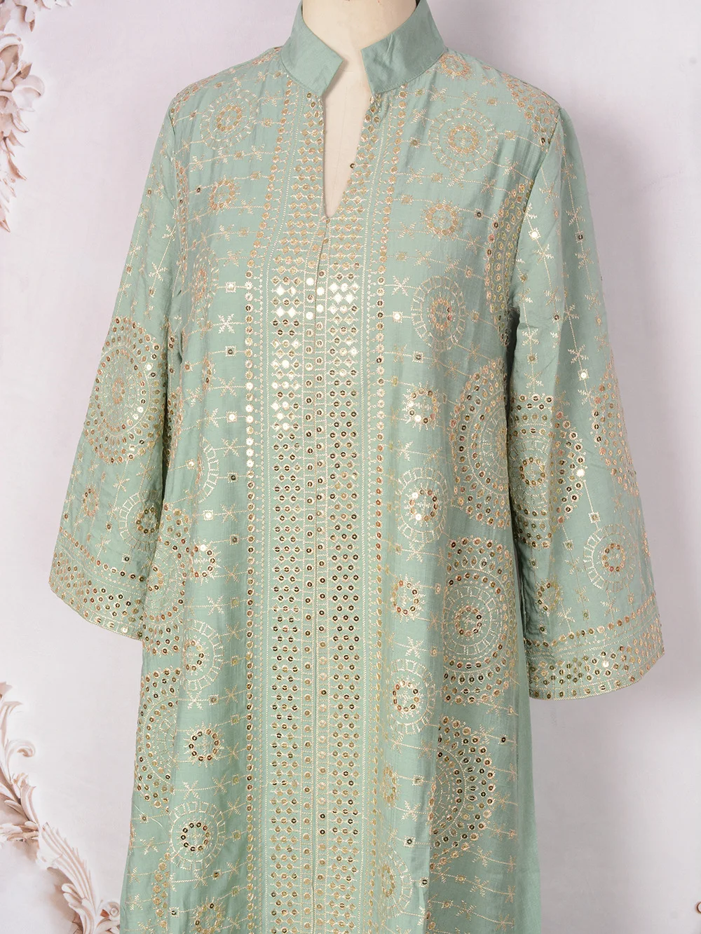 Eid Muslim Embroidery Dress for Women Sequins Party Long Robe Abaya Kaftan Arab Ramadan Morocco Dubai Vestidos Jalabiya 2025 - Image 6