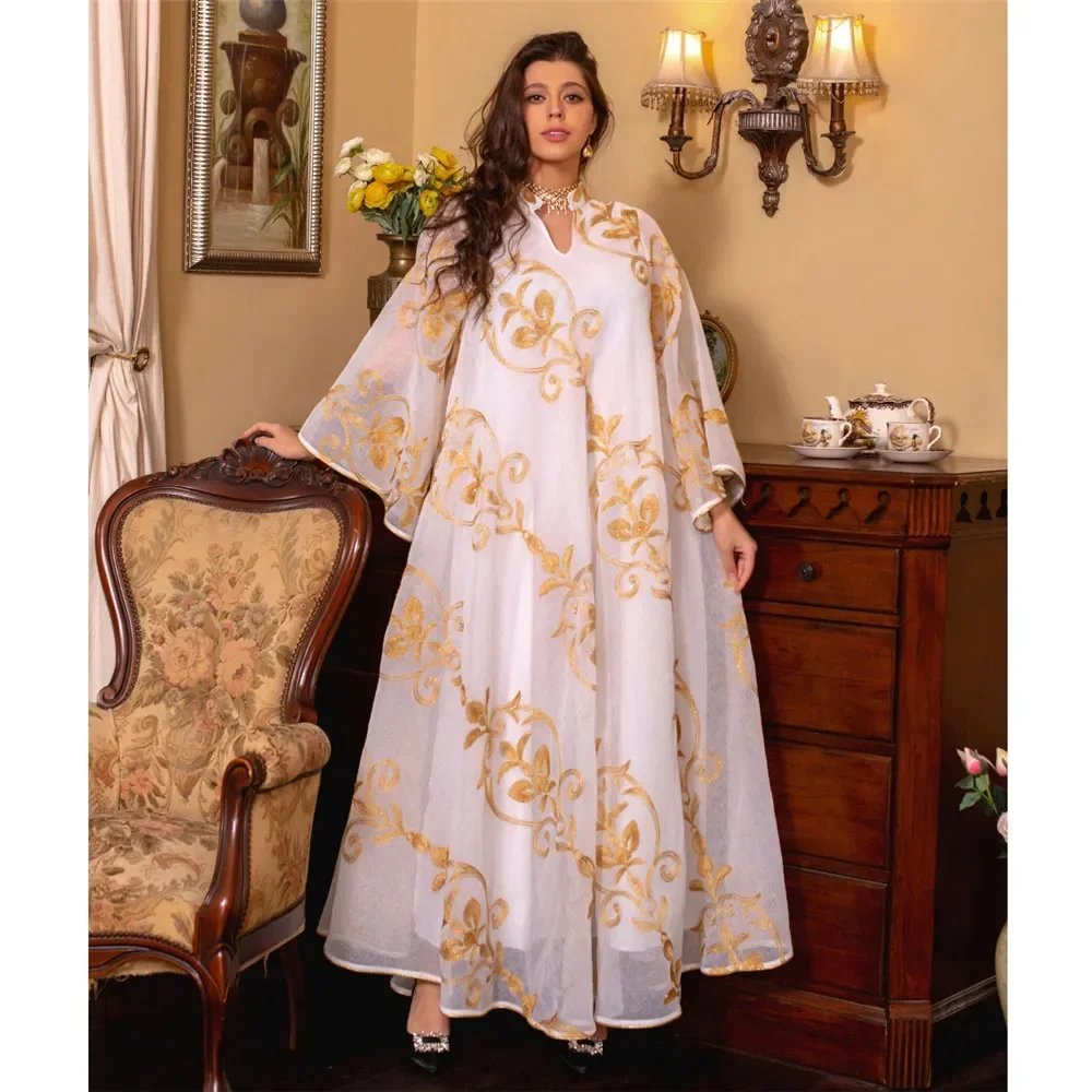 Eid Mubarak Djellaba Abaya Women Muslim Maxi Dress Morocco Kaftan Dubai Turkey Abaya Islamic Jalabiya Robe Gown Ramadan Caftan - Image 3
