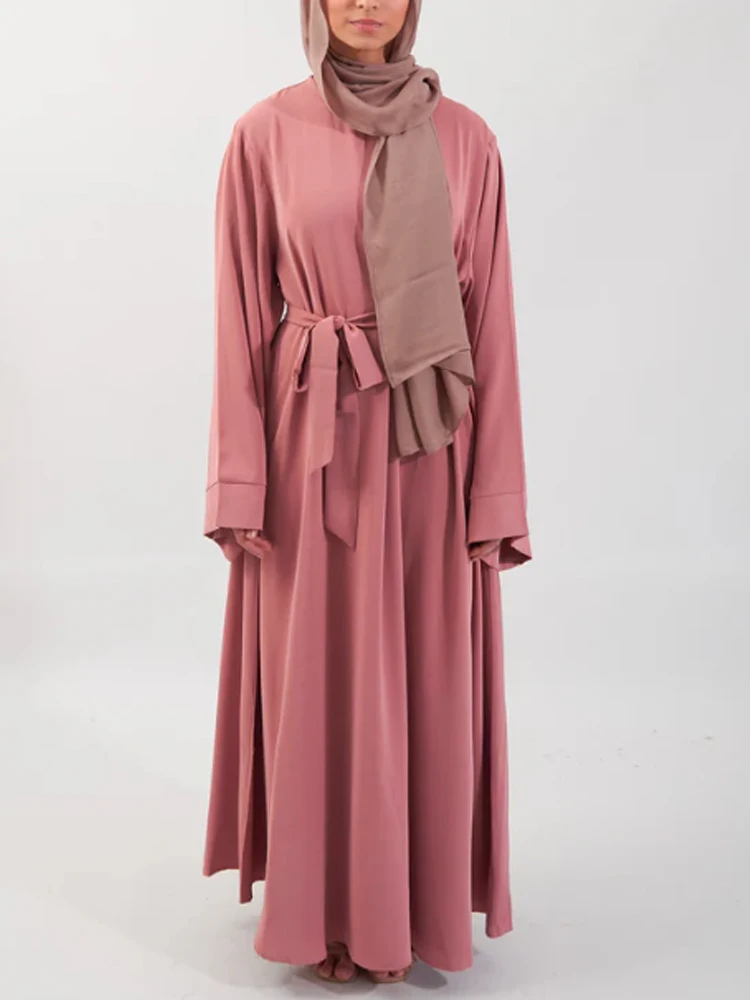 Hot Sell Popular Simple Nida Abaya Long Dress Pure Color A-line Loose Sleeves Dresses Dubai UK Modest Elegant Dress Ramadan - Image 5