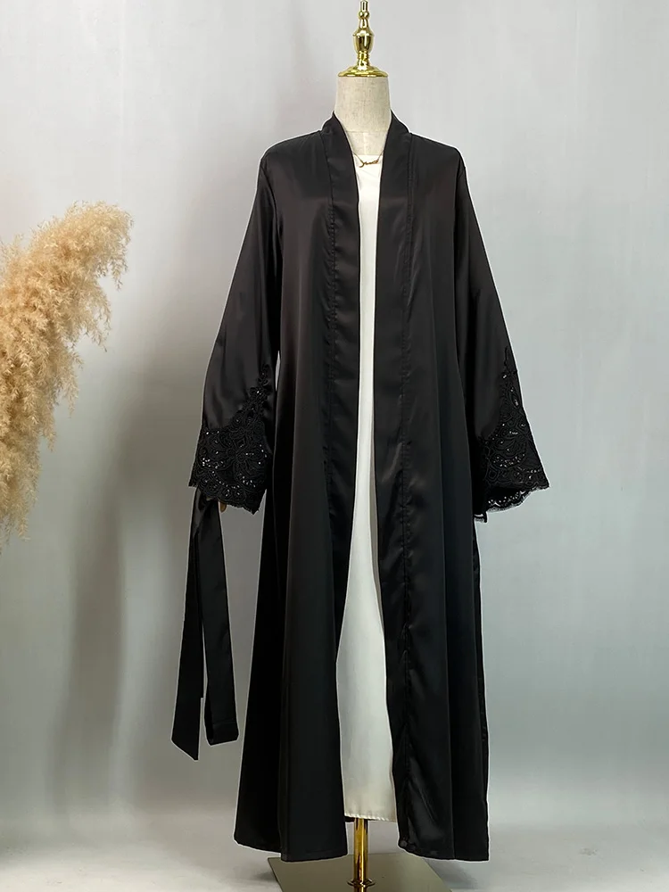 High Quality Black Islamic Abaya Muslim Dubai Women From Turkey Kaftan Fashion African Luxury Eid Robe Satin Elegant Long Dress - Image 6
