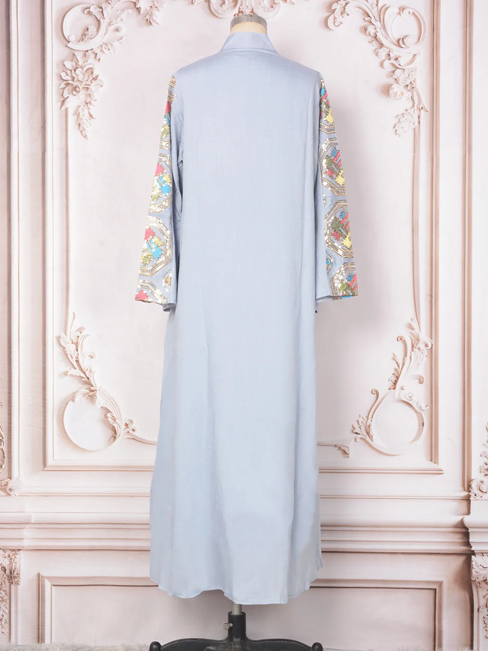 Uni Embroideried Sequin Luxurious Dresses With Long Sleeves Muslim Dubai Fashion Elegant Loose Abayas Women's Evening Dress - Image 6