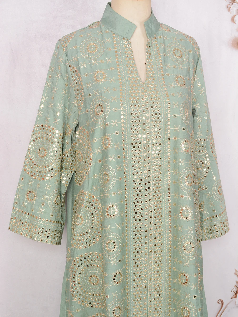 Eid Muslim Embroidery Dress for Women Sequins Party Long Robe Abaya Kaftan Arab Ramadan Morocco Dubai Vestidos Jalabiya 2025 - Image 5