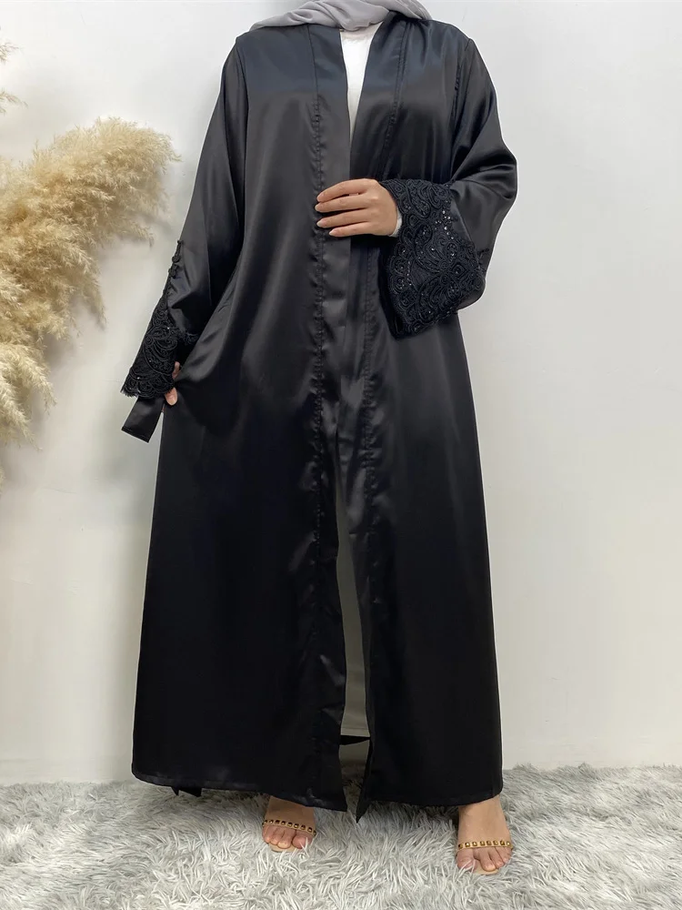 High Quality Black Islamic Abaya Muslim Dubai Women From Turkey Kaftan Fashion African Luxury Eid Robe Satin Elegant Long Dress - Image 2