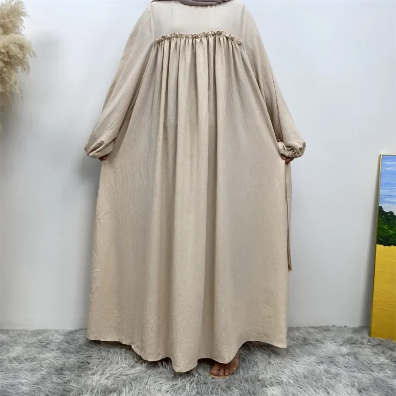 UNI Plain Abaya Dress Long Sleeve Muslim Women Loose Robe African Dresses Islam Dubai Modest Kaftan Eid Prayer Garment Jilbab - Image 5