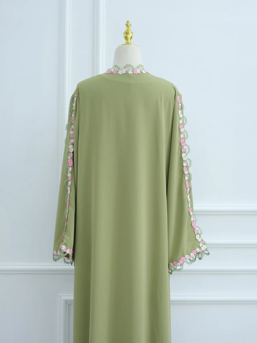 Muslim Women Dubai Abaya Embroidery floral Kimono Cardigan Dress Kaftan Ramadan Robe Femme African dresses Islam Clothing Kebaya - Image 6