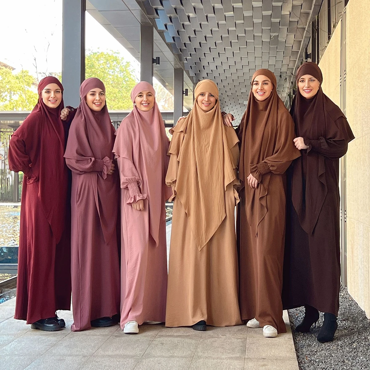 2PCS/set Muslim Robe Modest Abayas for Woman Ramadan Burqa Robe Overhead Hijab Muslim Arab Clothes Ramadan Prayer Dress - Image 2