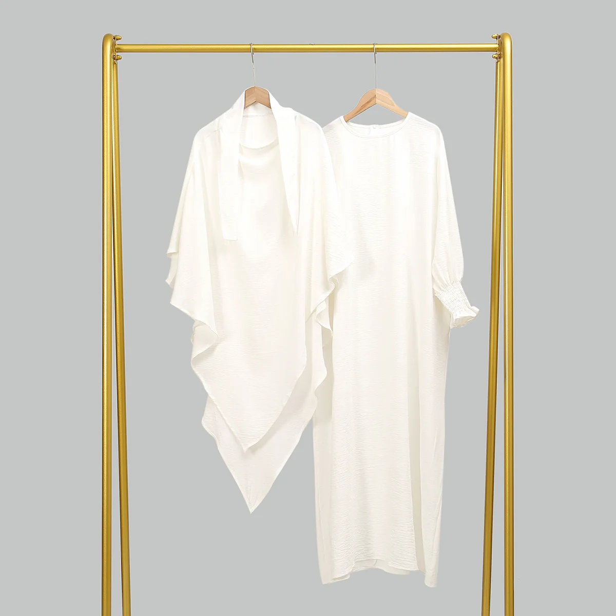 2PCS/set Muslim Robe Modest Abayas for Woman Ramadan Burqa Robe Overhead Hijab Muslim Arab Clothes Ramadan Prayer Dress - Image 3