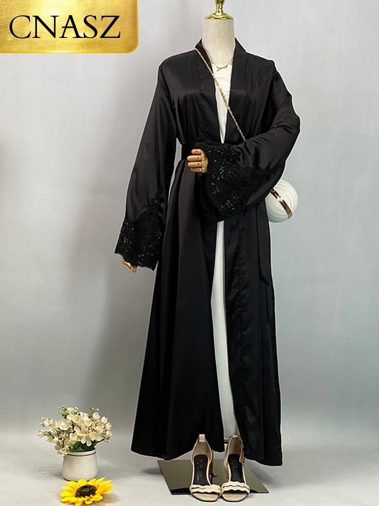 High Quality Black Islamic Abaya Muslim Dubai Women From Turkey Kaftan Fashion African Luxury Eid Robe Satin Elegant Long Dress